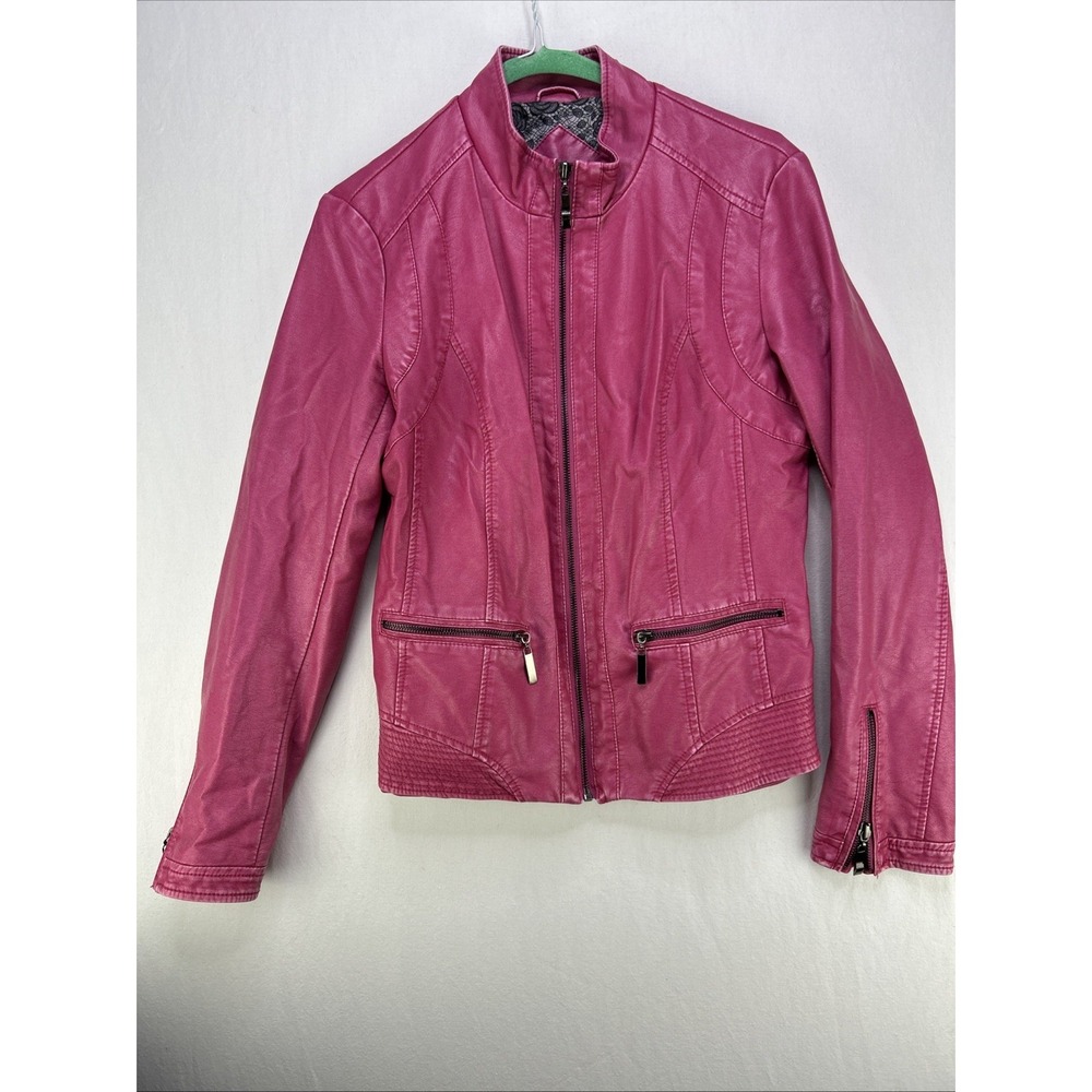 Cleo Faux Leather Jacket Women's XS Pink